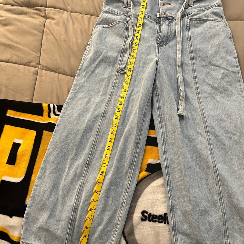Forever 21 Belted Wide Leg Jeans - Light Blue - Picture 5 of 12